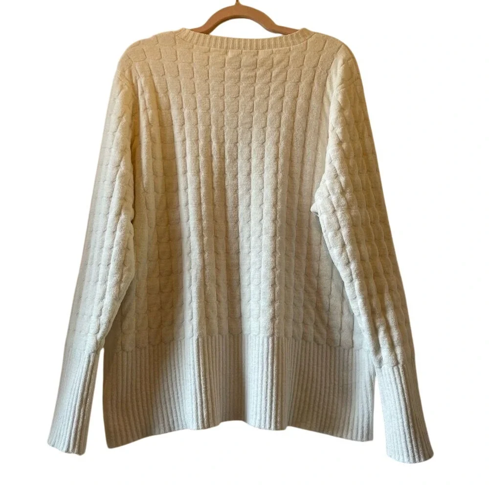 Vintage Liz Claiborne Cream‎ Sweater Bubble Pullover Women's Size XXL Plush Cozy